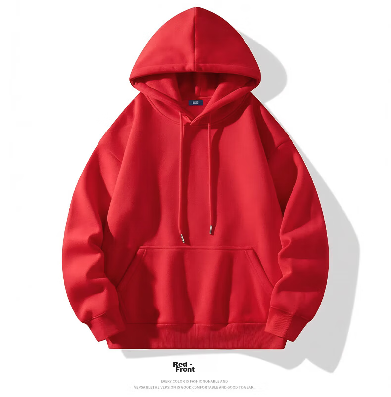 Mianzhi Men's Hoodie, Hong Kong Style Trendy Simple Hooded Jacket, Loose Versatile Fleece-Lined Solid Color Base Layer 21
