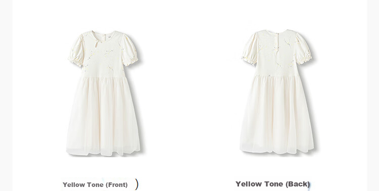 BALABALA Girls' New Chinese-Style Dress, Children's Clothing, Summer 2025, Children's Puff Sleeve Dress, Chinese Style, Quick-Drying, 208225111036 11