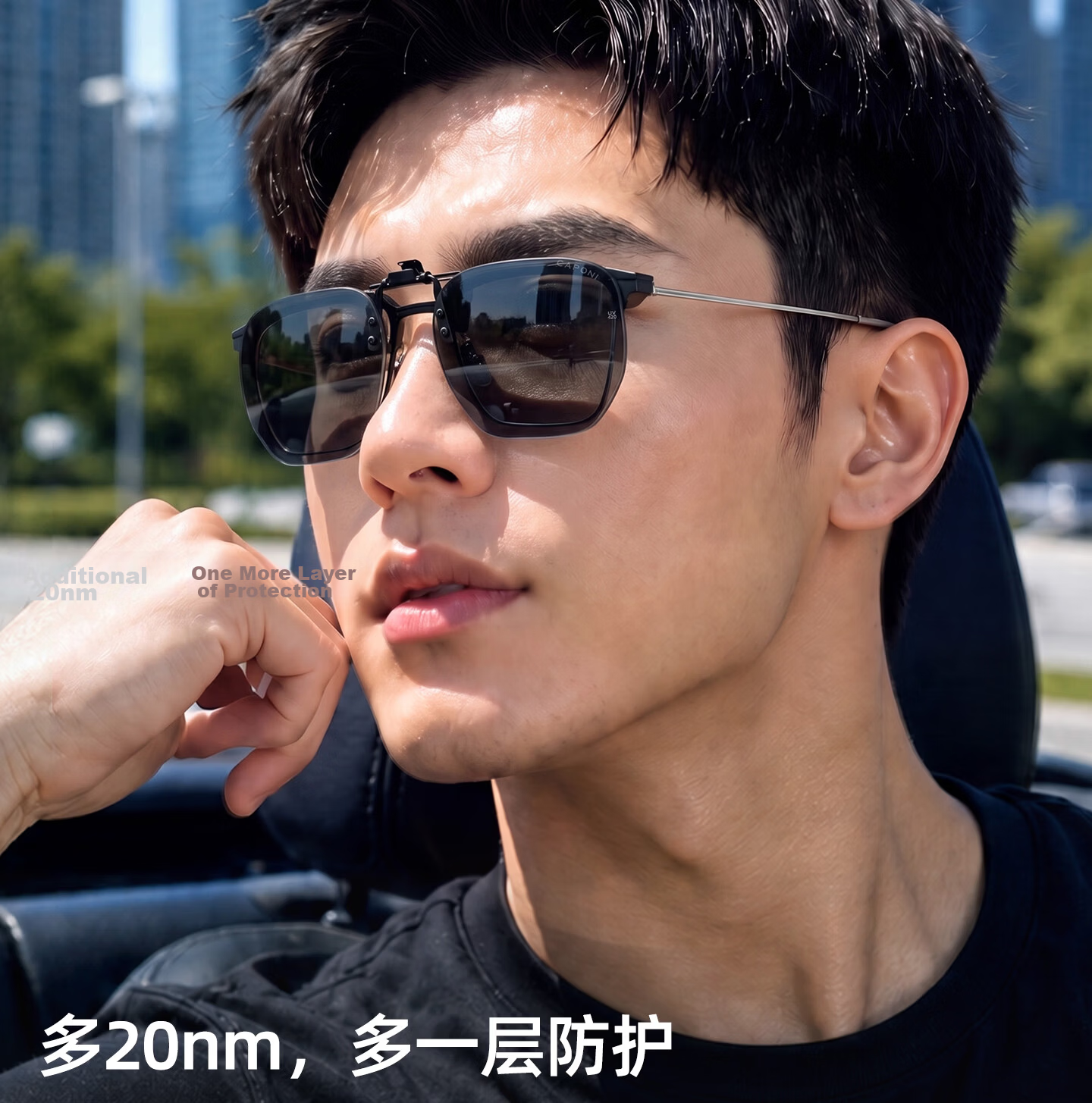 CAPONI Polarized Clip-On Sunglasses for Men, Prescription Compatible, Anti-Glare, UV Protection, Driving Sunglasses 5