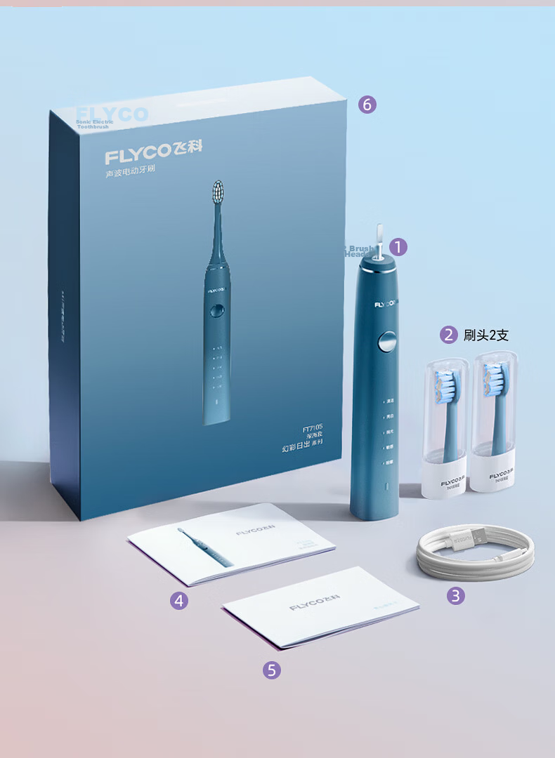 FLYCO Electric Toothbrush for Adults with Sonic Vibration Deep Cleaning And Gum Protection FT7205 Sapphire Blue Couple Edition Sold by JD Mid-Autumn Festival Birthday Gift for Boyfriend Girlfriend 26
