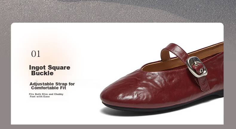 Basto 26 Autumn Ultra-Soft Lambskin Mary Jane Shoes Red Flat Women's French Ballet Flats CX971CQ5 12