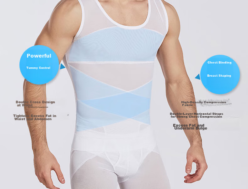 LangSha Men's Shapewear, Invisible Tummy Control Vest, Fitness Belly Slimming Device, Waist Shaping Underwear, Black, XXL 5