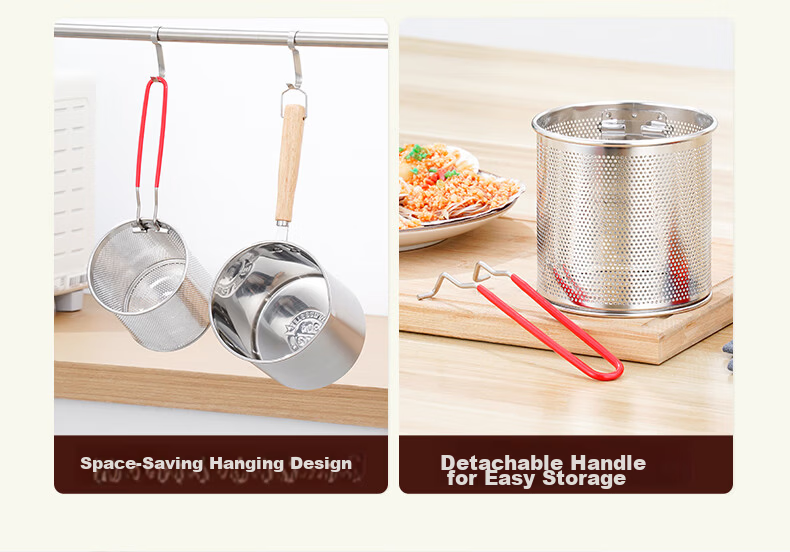 KEGOO 304 Stainless Steel Deep Fryer Home Small Fryer with Oil Filter Net for Skewers Tempura and Fried Eggs KG544 4