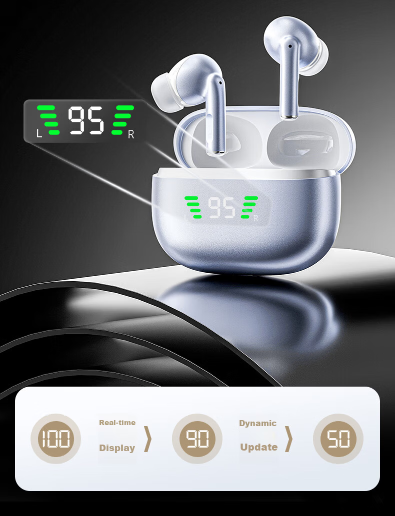 Aigo [Battery Display Bluetooth 6.0] Semi-In Ear Bluetooth Headphones for Sports, Gaming, Running, Hiking with Ultra-Long Battery Life And HIFI Sound Quality, Compatible with Apple, Xiaomi TQ15 Black 11