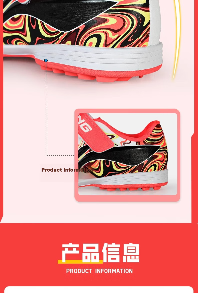 Li-Ning Children's Soccer Shoes TF Molded Studs for Ages 6-12, Laceless, for Boys And Girls, Big Kids, Elementary School Students, Professional Training Football Shoes, Size 35 8