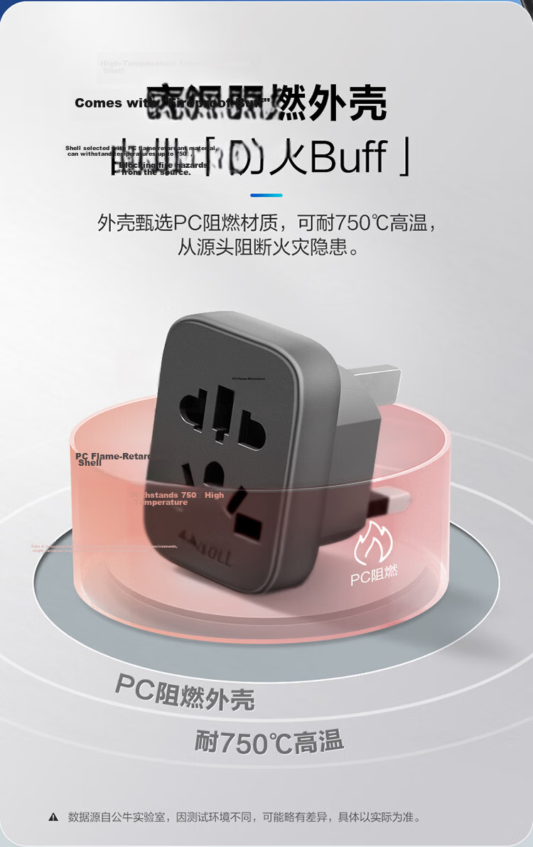 BULL US Standard Travel Power Adapter/Converter Plug Suitable for USA, Canada, Japan And Other Countries, And Some Regions in China GN-905A without Switch 8