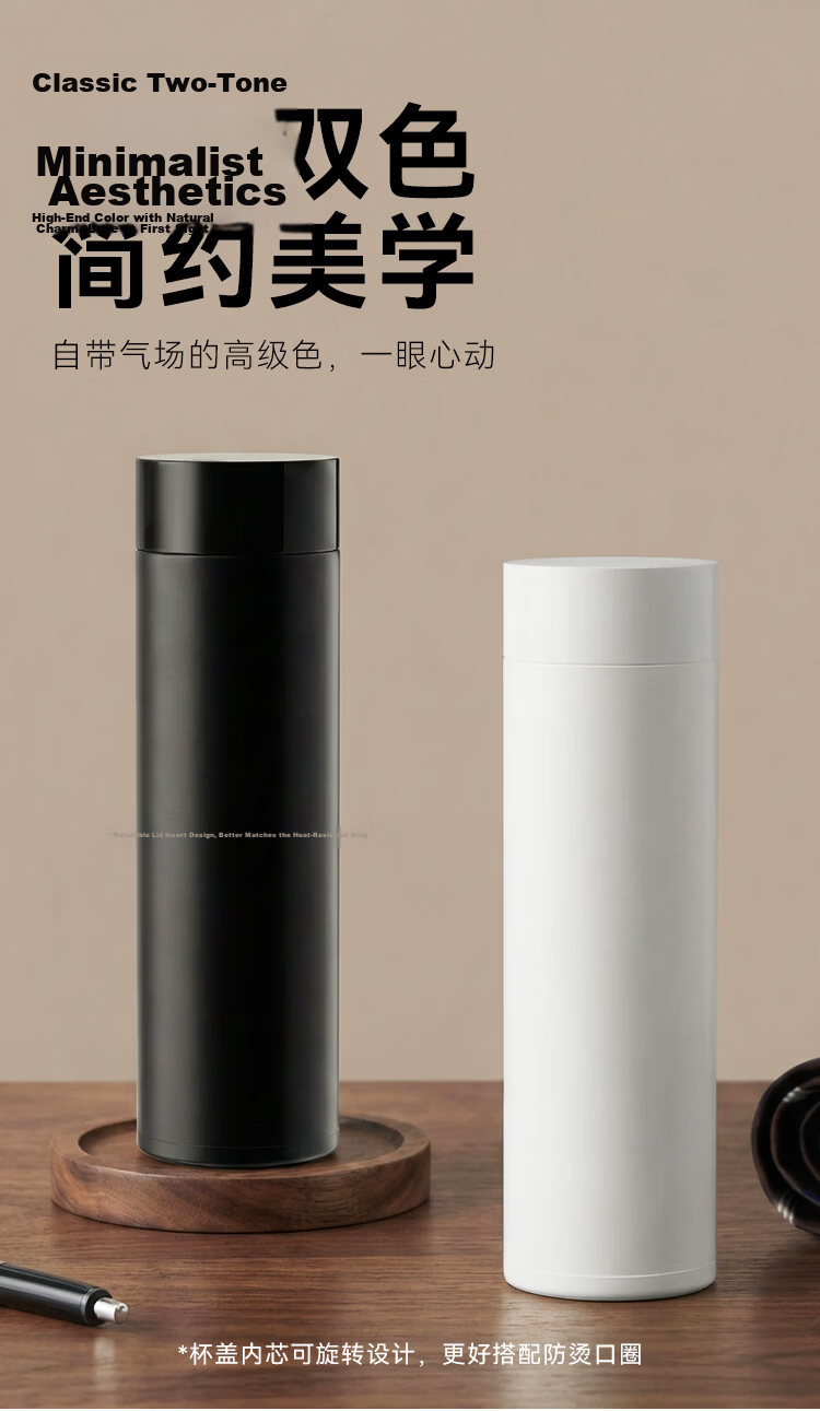 JD Jingzao Insulated Water Bottle Men Women Children Coffee 316L Stainless Steel Seamless Liner White 500ml 9