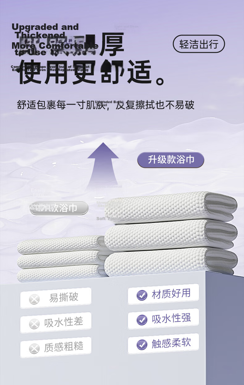 Grace Disposable Bath Towels, Thickened Large Size, Pearl Pattern, Hotel Portable Travel Compressed Towels, Printed Style, *5 Packs 8