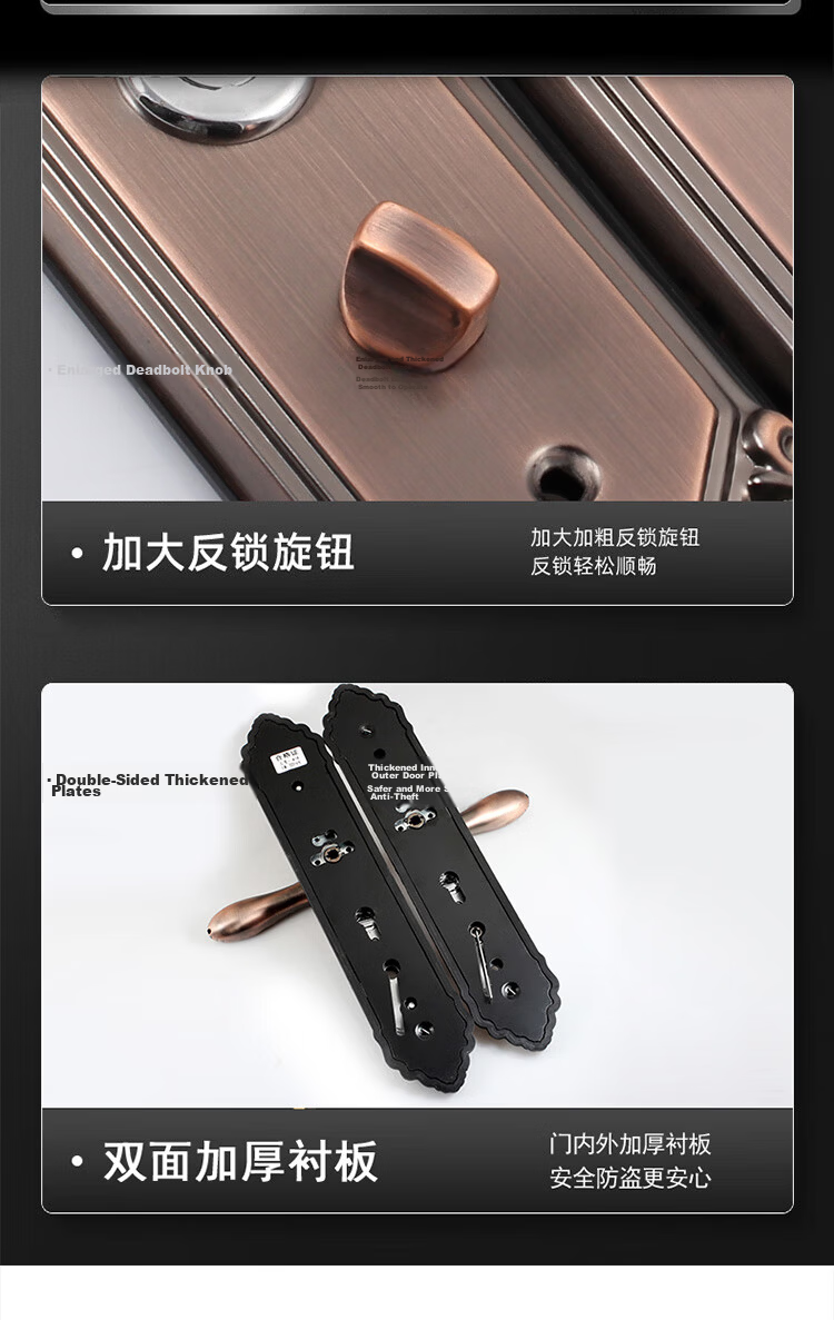 Aoben Door Handle Anti-Theft Lock, Entrance Door Lock Stainless Steel Anti-Pry Lock W01 (Without Lock Body Or Lock Cylinder) 8