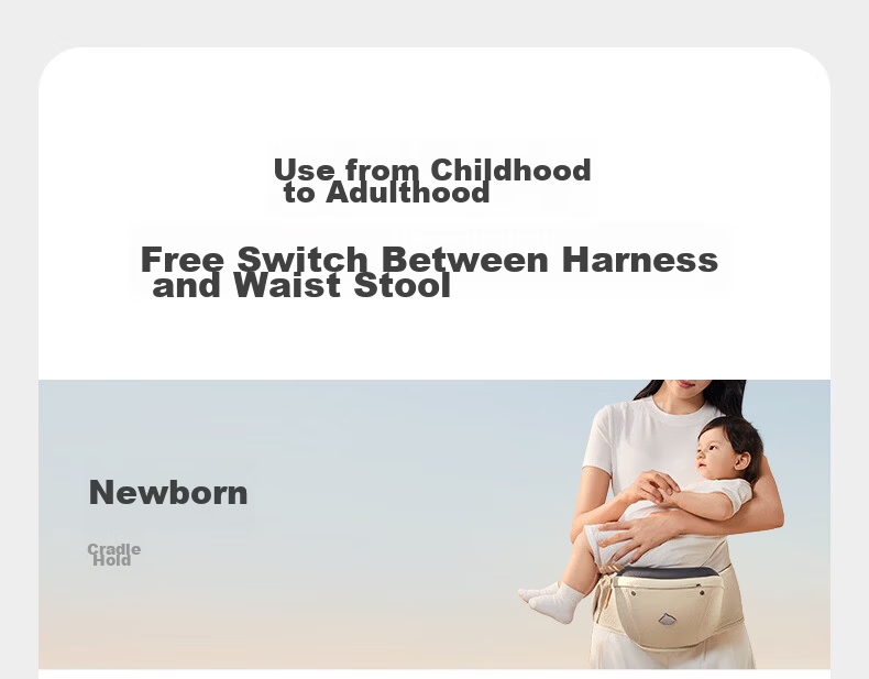 Babycare Waist Stool, Baby Carrier, Newborn Silicone Shock-Absorbing EPP Material, Suitable for 0-36 Months, CNAS Certified, Portable 16