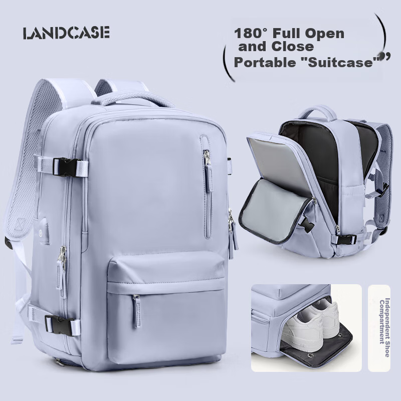 Landcase Travel Backpack Men Large Capacity Double Shoulder Bag Short Trip Business Luggage Multifunctional Laptop Bag Women 5162 Purple Taro