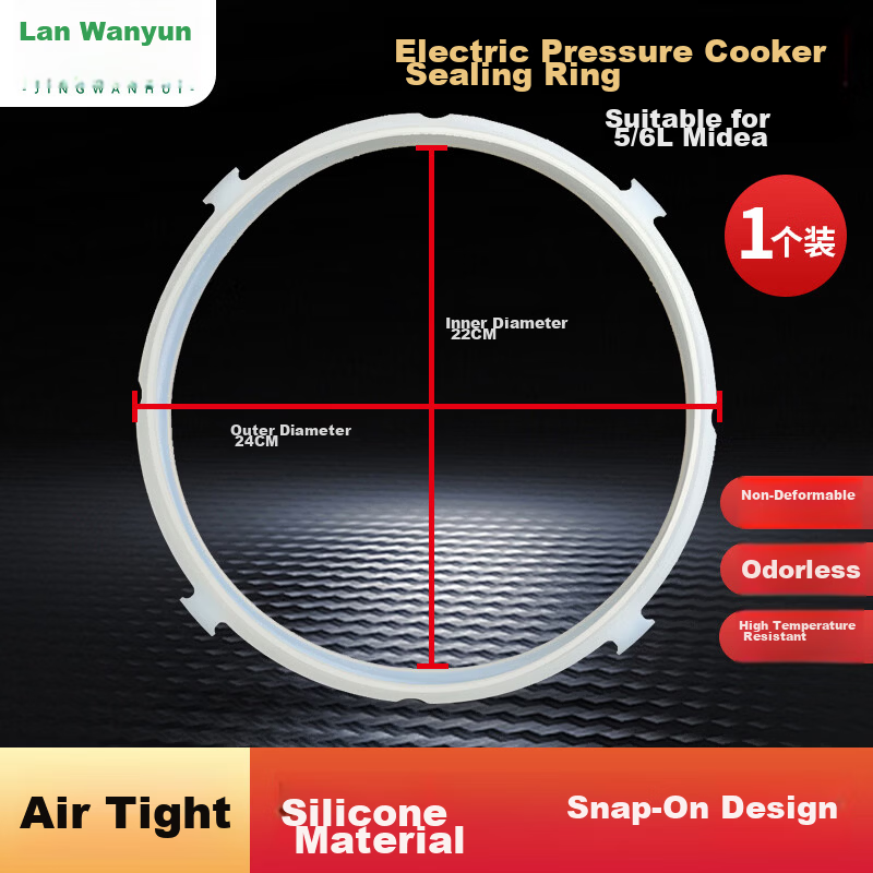 Jingwanhui Electric Pressure Cooker Sealing Ring Compatible with Midea New Model 4-Clasp 5L/6L High-Pressure Cooker Lid Silicone Gasket Accessory W810