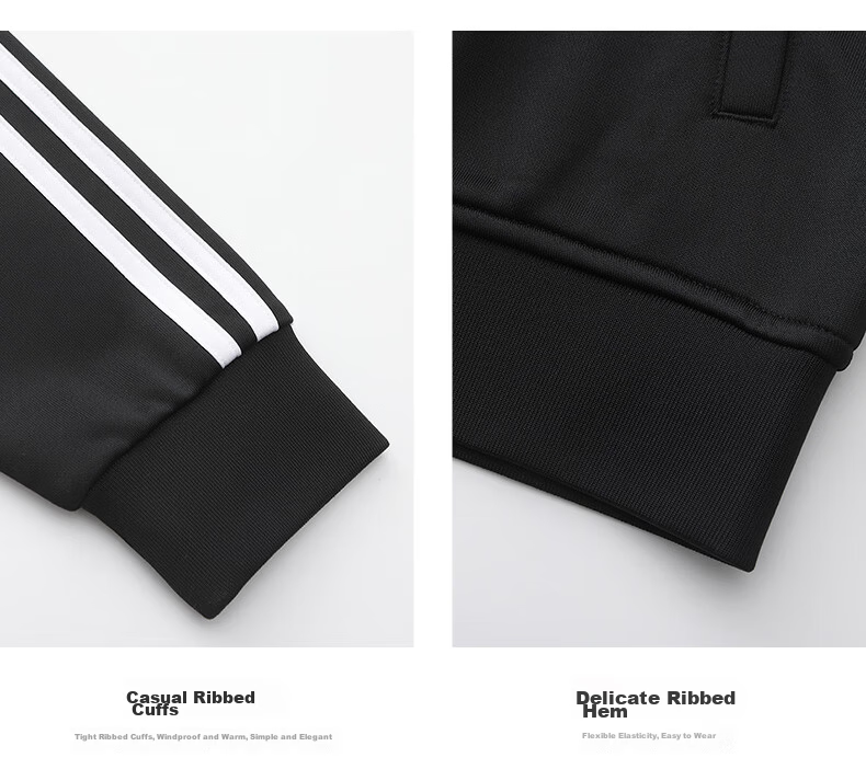 Adidas Men's Spring Running Sportswear Set, Windproof Jacket And Leggings Two-Piece Suit, Black And White, XL 5