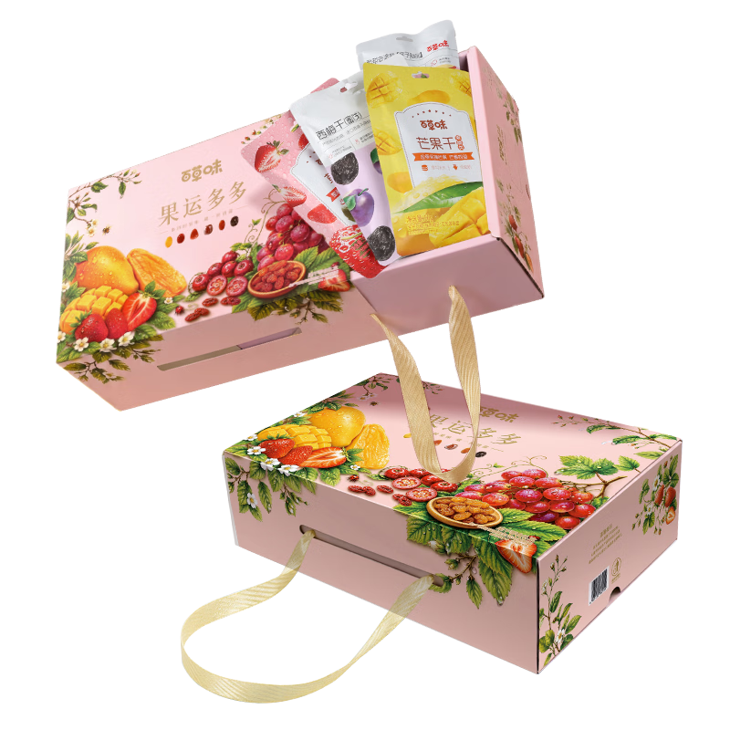 百草味果干礼盒1648g芒果干红枣山楂蜜饯休闲零食大礼包中秋节送礼团购