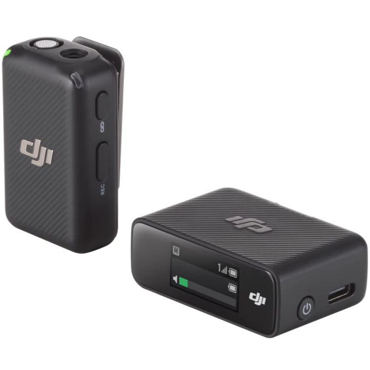 DJI Mic 2 Wireless Microphone System (One Transmitter Two Receivers, with Charging Case) Professional Sound Noise-Cancelling Lavalier Mic for Vlog Live Streaming