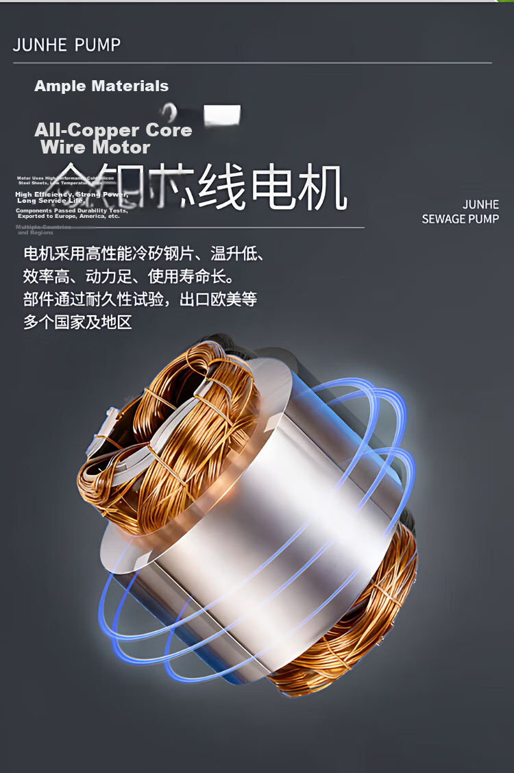 Junhe Low Water Level Anti-Rust Submersible Pump 220V Household Basement Water Pump Agricultural Irrigation Tool 10
