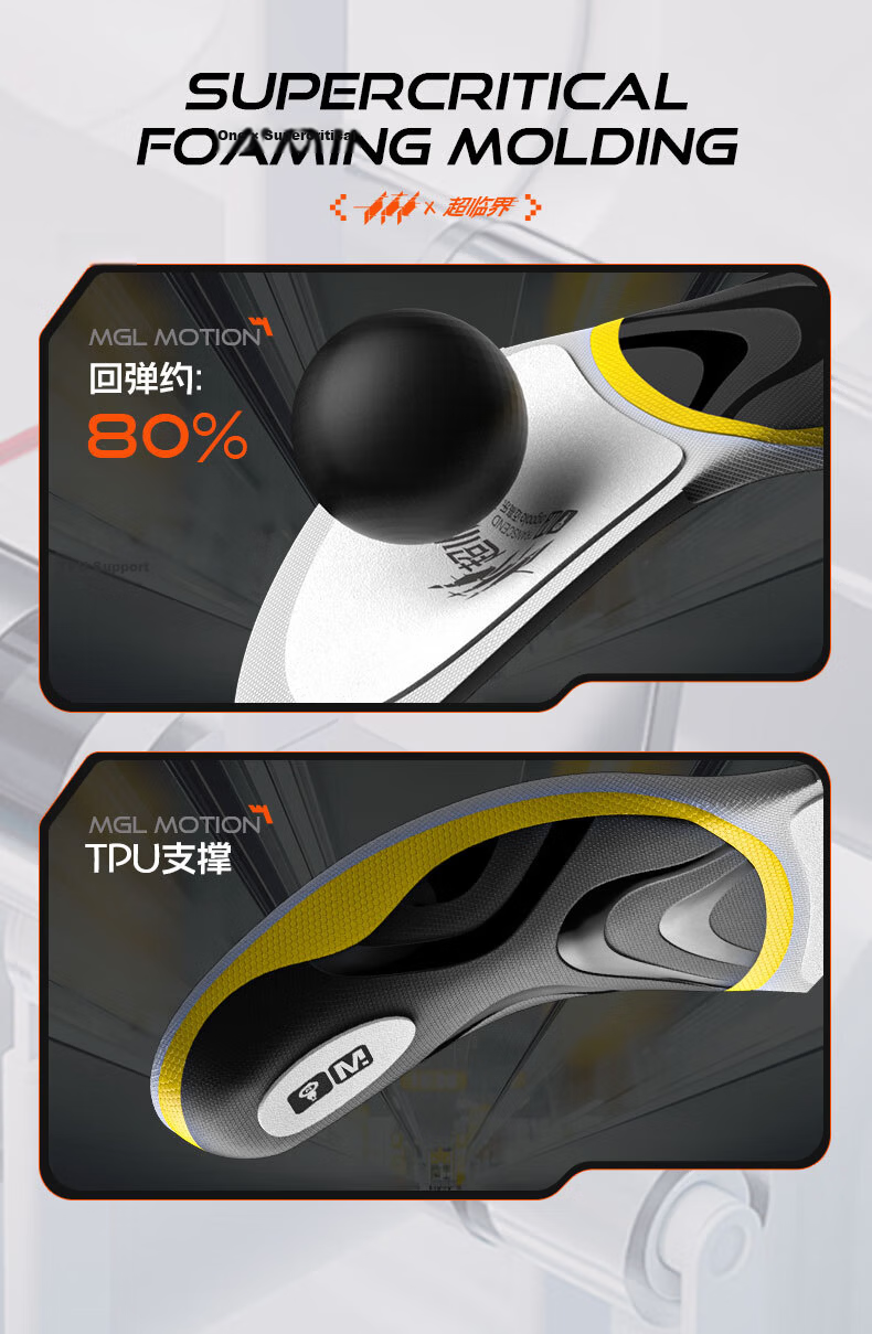 Maigaole Supercritical, Approximately 80% High Rebound, Explosive Arch Support, Basketball Sports Shock-Absorbing Pain-Preventing Insoles, Size 35-37 3