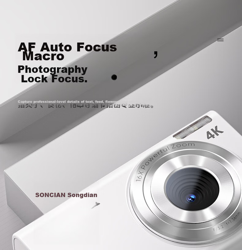 SONGDIAN Digital Camera Mini Card Camera HD Mirrorless CCD Campus Camera DC402 Star Black 16GB Memory Student Gift 6
