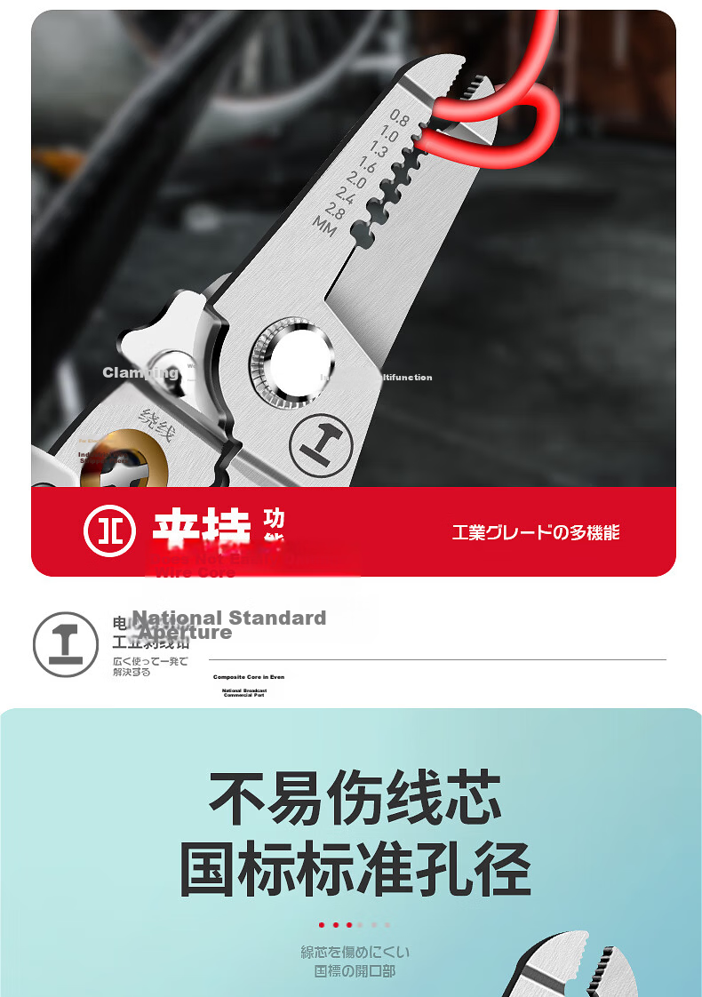 GREENER 7-Inch Multi-Function Wire Stripper and Crimping Pliers Electrician Wire Stripping Tool Household Wire Cutter 9