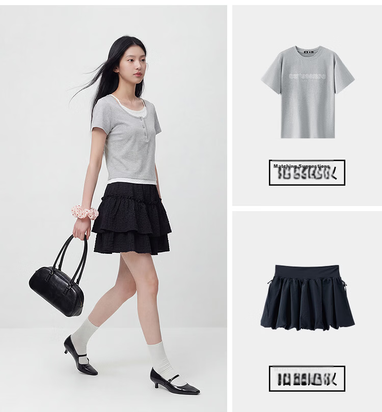 Semir Mall Style | Women's Summer Short Sleeve T-Shirt, Short Polka Dot Fake Two-Piece, 2026 Sexy Top 101326100043 7