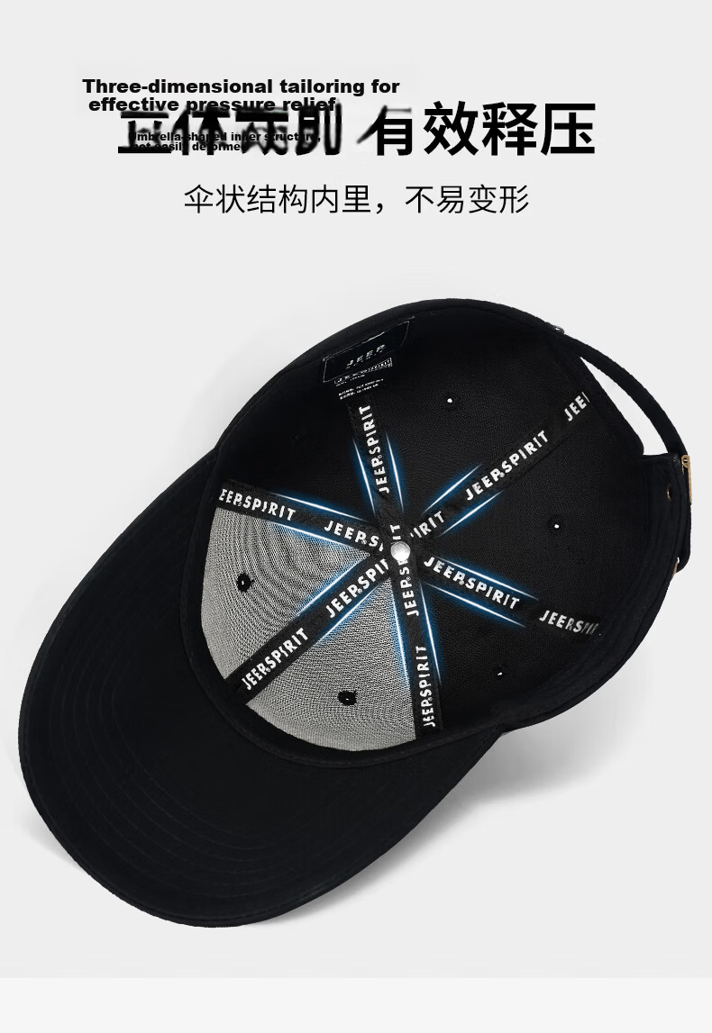 JEEP Men's Baseball Cap Fashion Trendy Duckbill Hat Unisex Couple Casual Outdoor Sports Brand Hat A0601 Black 9
