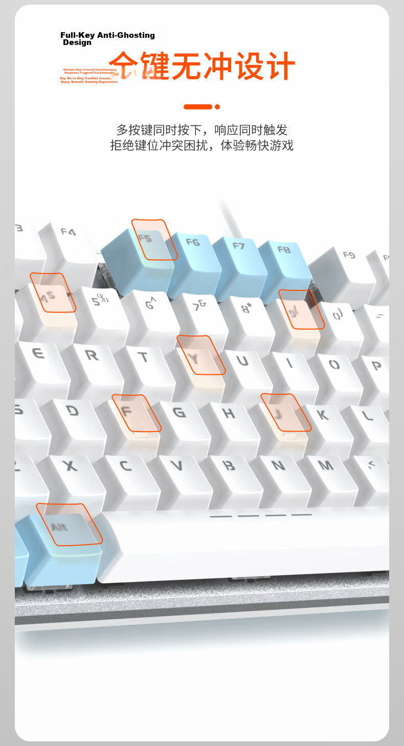 DAREU EK815 Mechanical Alloy Keyboard Wired Gaming Keyboard Multi-Key Anti-Ghosting 108 Keys Single Backlight for Girls White Blue Brown Switches 9