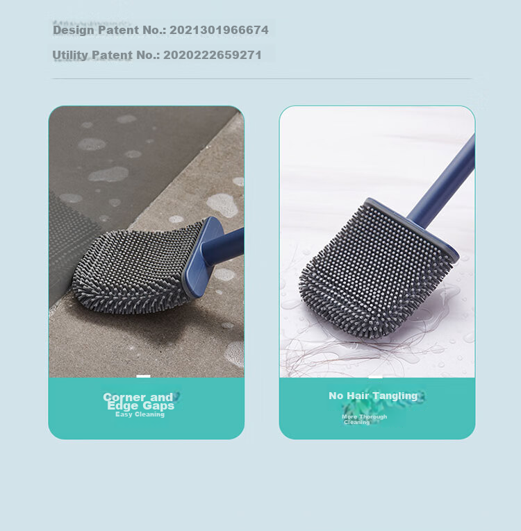 Ecoco Toilet Brush with Base Wall-Mounted Silicone Cleaning Brush for Home Bathroom Zero Dead Angle 5