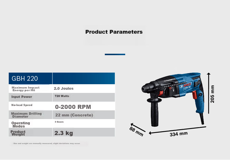BOSCH 720W Electric Hammer Drill Impact Drill Rotary Hammer Chisel 3-in-1 2kg GBH220 Corded 14
