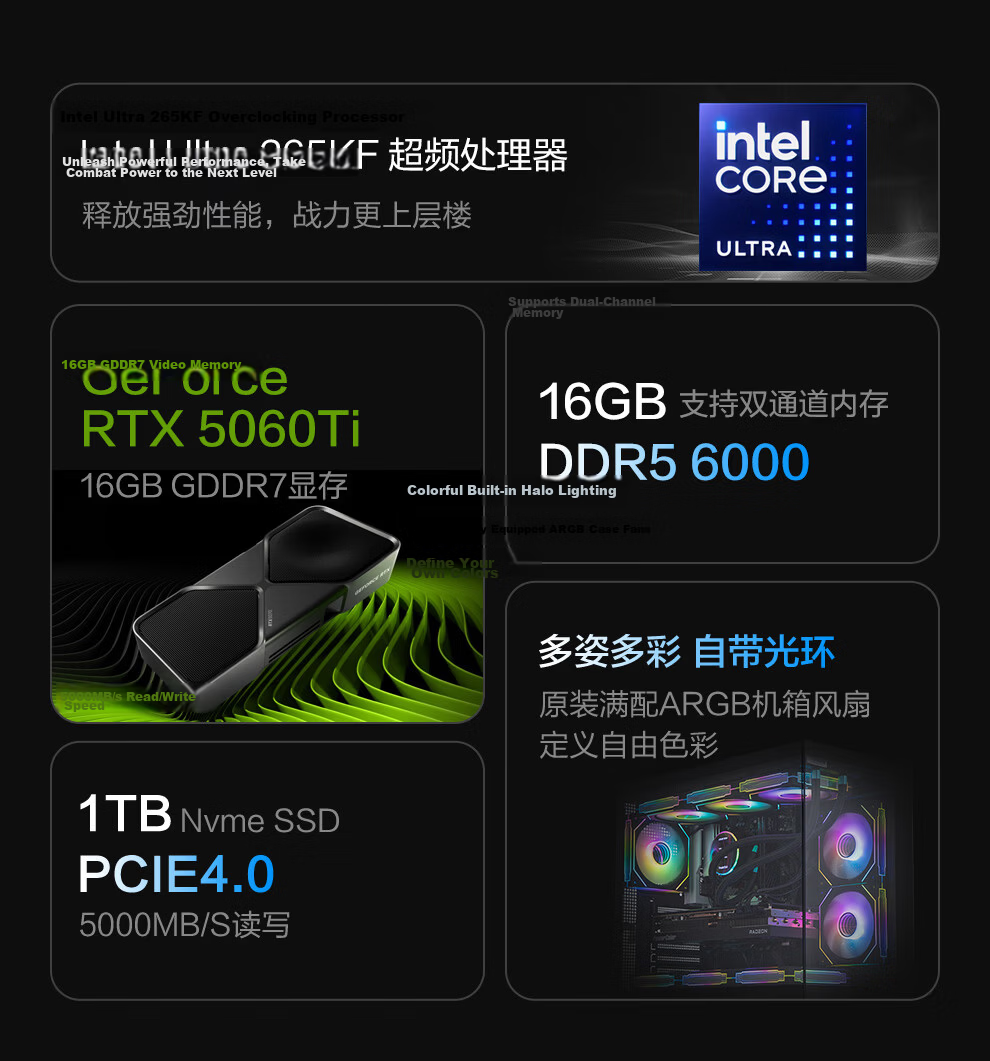 NINGMEI Core I5 13400EF, RTX5060, 16GB DDR4 Gaming Desktop Computer, Customized PC Design, E-Sports Gaming System 2
