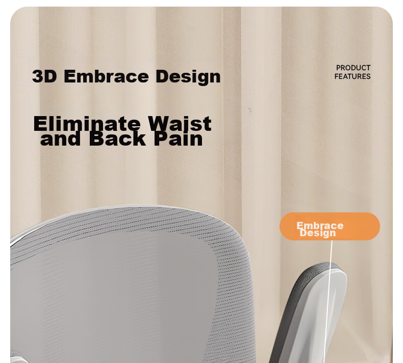 Yuzhaolin Lumbar Support Seat Cushion Ergonomic Chair Pad Long Sitting Artifact Beige Gray Colorblock - Lumbar Support + Seat Cushion 9