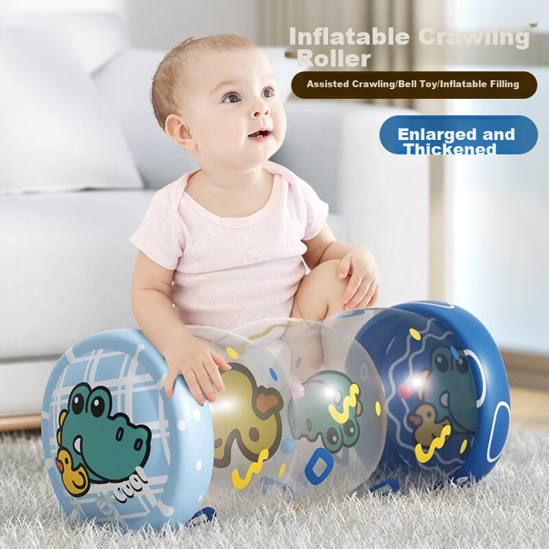 Kangbaique 1-3 Years Baby Crawling Toy Unisex Bell Guided Crawling Inflatable Drum Early Education Birthday Gift
