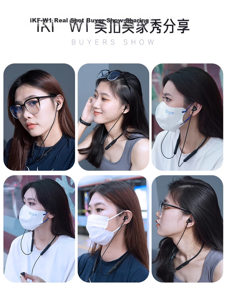 IKF W1S Neckband Bluetooth Earphones, Semi-In Wireless Sports Headphones, Low Latency, High Sound Quality, Long Battery Life, Waterproof And Sweat-Resistant, Suitable for Phones And Computers, Sky Blue 2