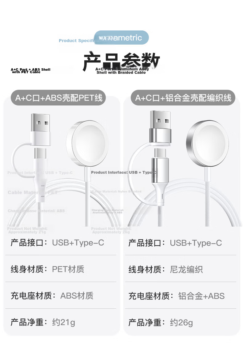 BHO Magnetic Charger for Apple Watch S11/S10/SE3, iWatch S9/8/7/6/Ultra3/2 2-in-1 Fast Charging Cable 10