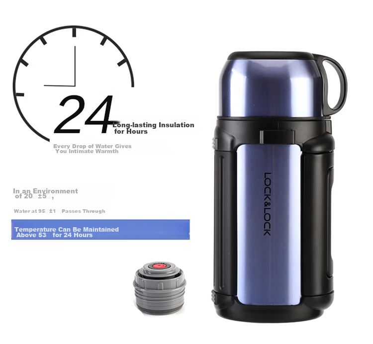 LOCK&LOCK Insulated Bottle, 304 Stainless Steel, Keeps Hot And Cold Water, Outdoor Camping Travel Bottle, 1.8L, Blue 4