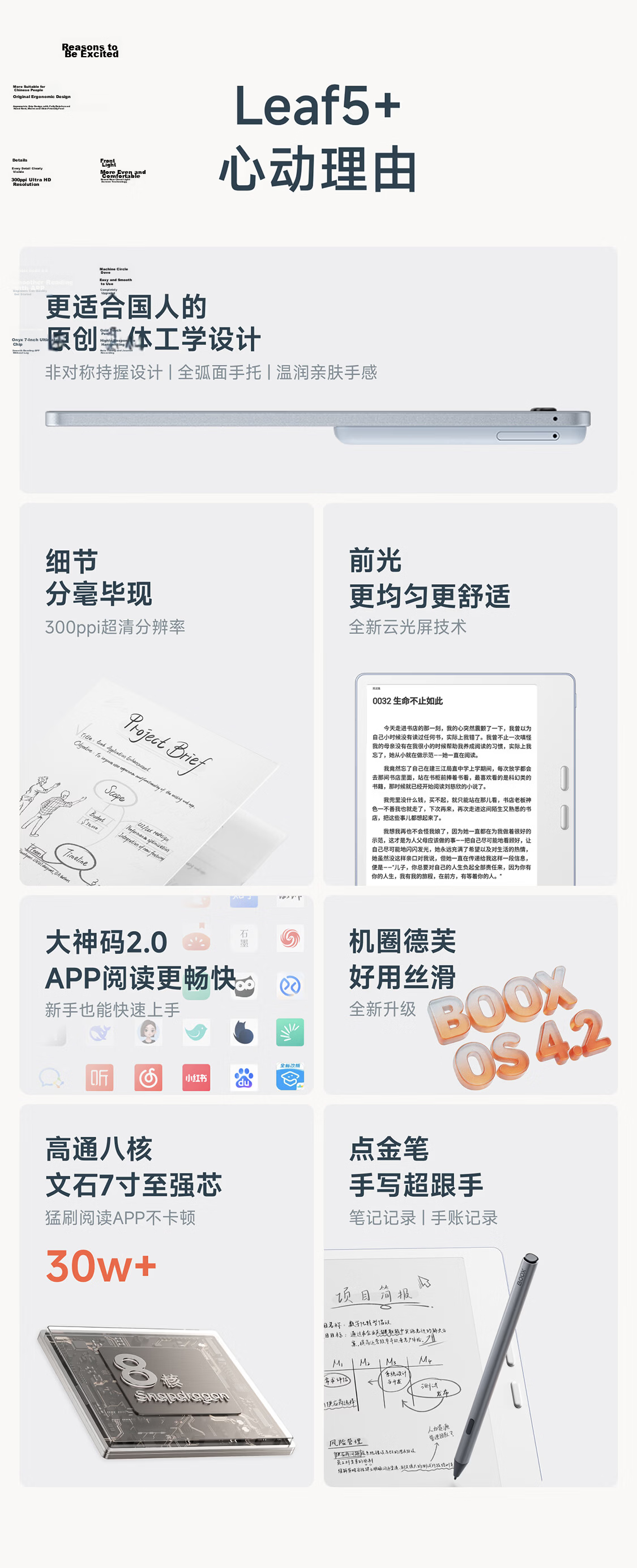 BOOX Leaf5+ 7-inch E-Reader E-Ink Screen Portable E-Book Reader Digital Paper Small Screen Reading Tablet Innocent Blue 5
