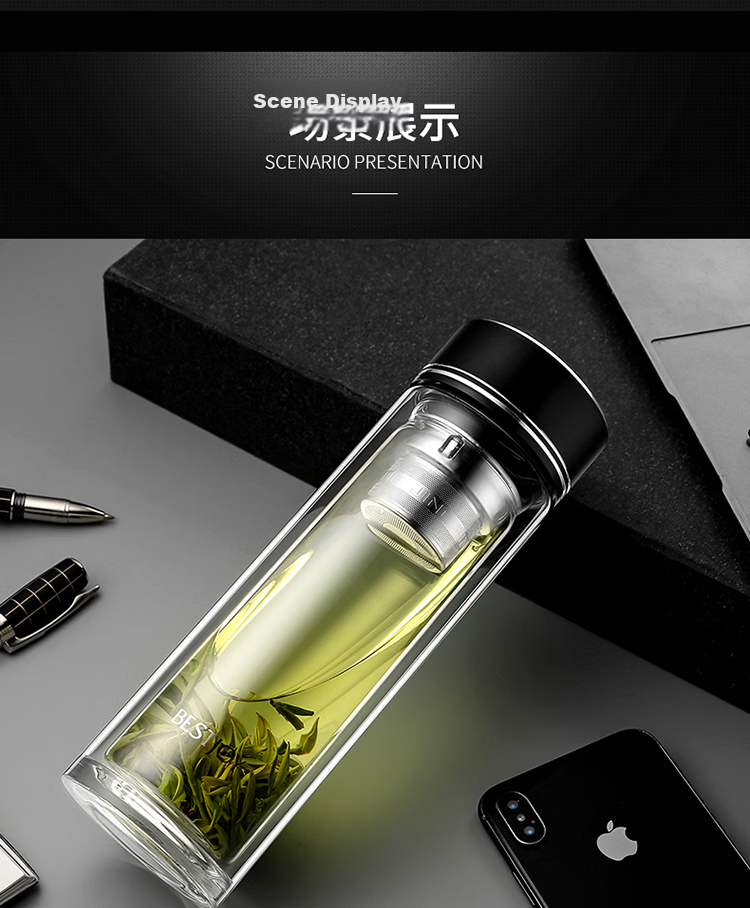 FUGURNG BESTJOY Double-Walled Glass Cup for Men And Women, Business Anti-Scalding Tea Cup, Large Capacity Office Mug for Car, 800ml Natural Color 10