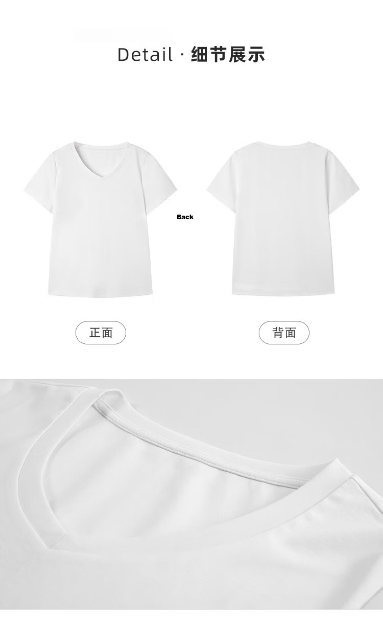 Woodpecker Women's Pure Cotton Short Sleeve T-Shirt Summer V-Neck Loose Fit Slim Solid Color Basic Top Black 4XL 14