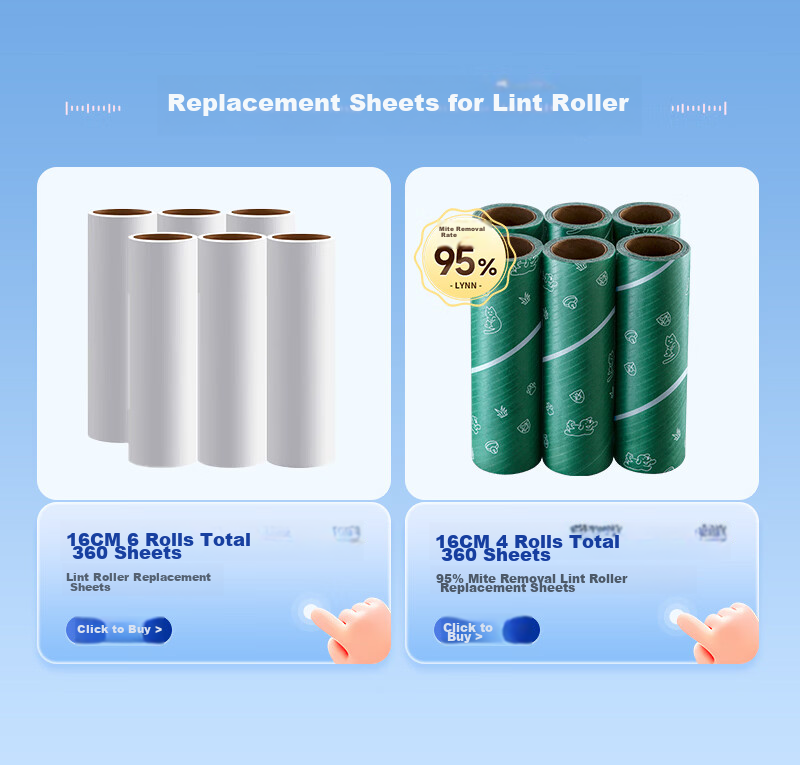LYNN Lint Roller 16cm 10 Rolls 600 Sheets Pet Hair Remover for Clothes Cat Dog Carpet Cleaning Brown 1