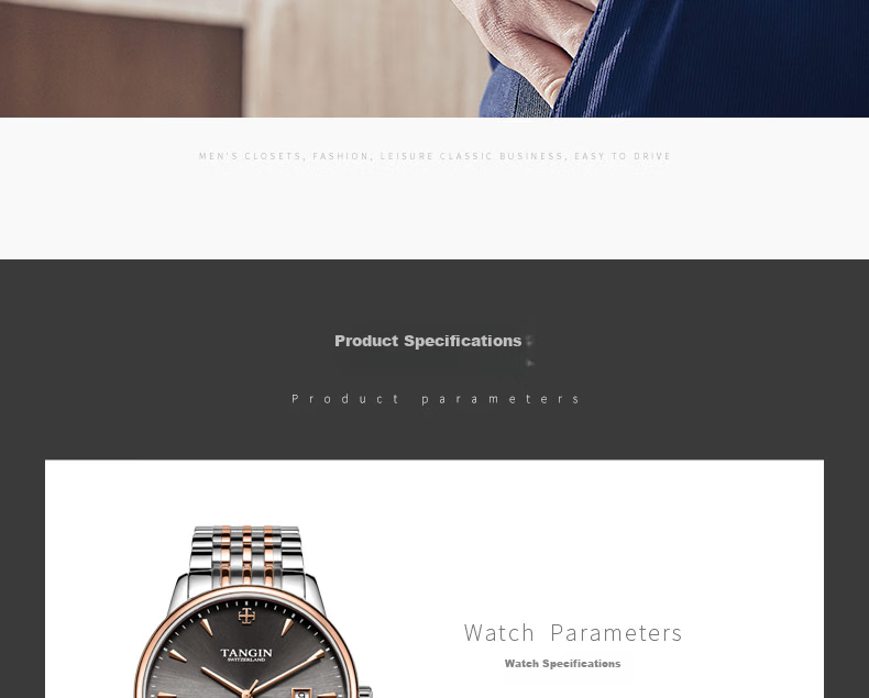 TANGIN Swiss Men's Mechanical Automatic Steel Strap Watch Gift for Boyfriend 8