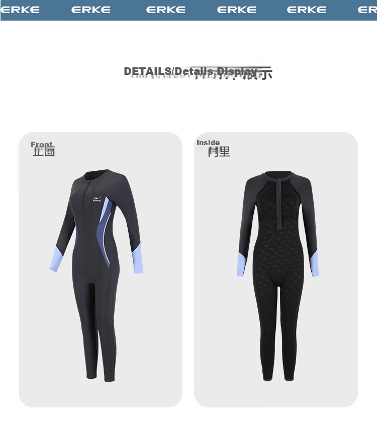 ERKE Women's New One-Piece Long Sleeve Long Pants Racing Swimsuit Adult Slimming Swimwear for Hot Springs 9