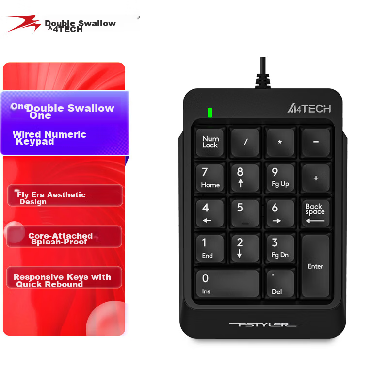 A4TECH FBK21C 18-Key Bluetooth Wireless Numeric Keypad Rechargeable Mini External Numeric Keypad for Laptop, Iron Gray, Bluetooth/Wireless