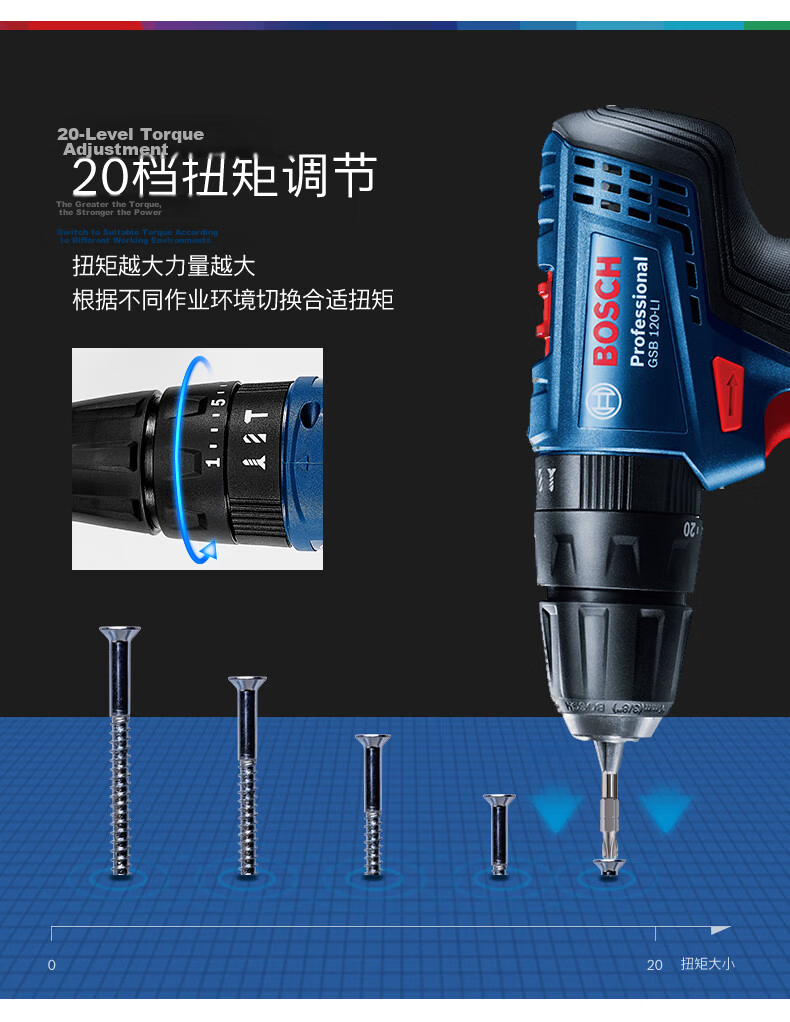 BOSCH GSB120 12V Cordless Electric Drill Multi-Function Home Screwdriver with Wall Drilling and Black Box Accessory Case 5