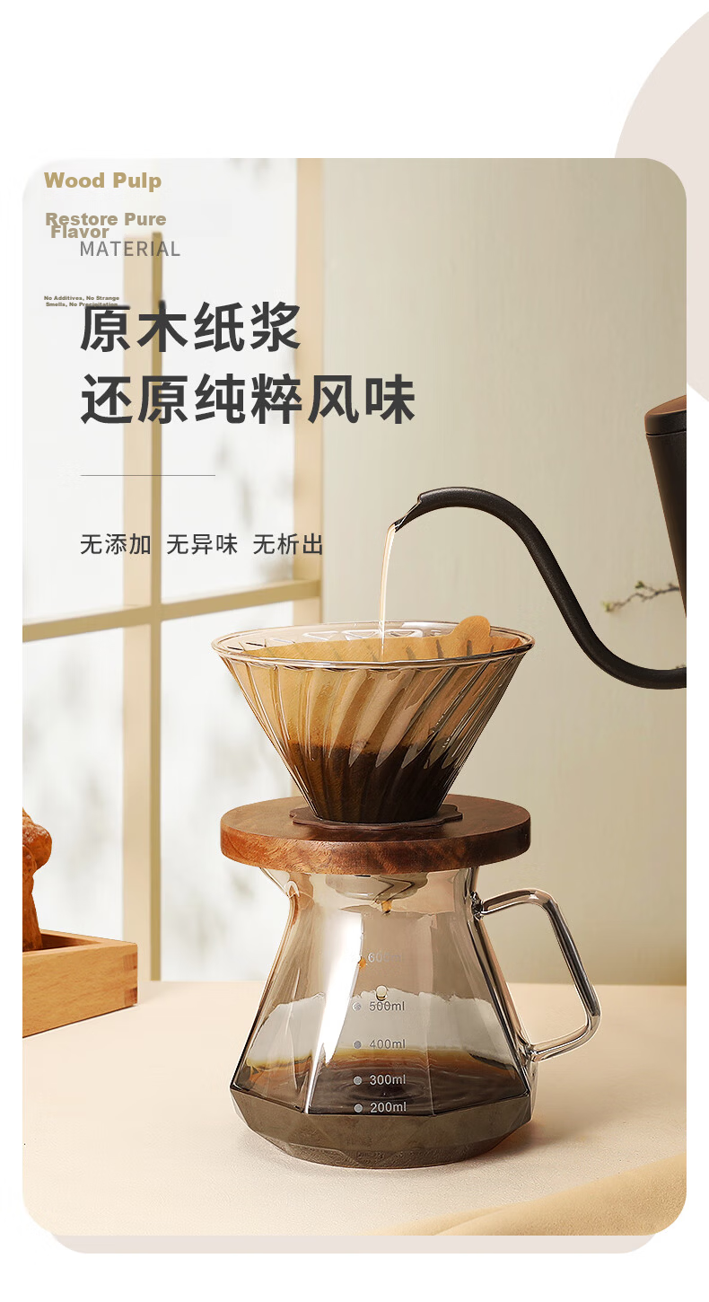 Mongdio Coffee Filter Paper, Fan-Shaped Drip-Style American Coffee Maker, Pour-Over Coffee Filter Paper, 102 Type, 100 Pieces 4