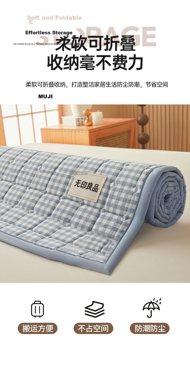 Wuyinliangpin Class A Cotton Mattress Pad, Antibacterial Bed Cover, Foldable, Student Dormitory Single Bed Pad, 1.2*2 Meters 10