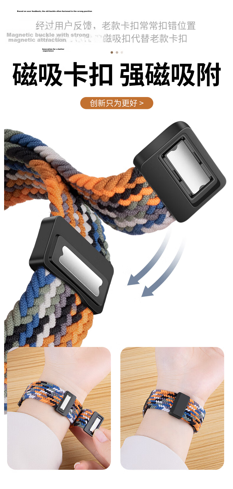 Weiqiantu Magnetic Woven Strap for Huawei Watch GT6/5/4/6 Pro/Watch 5/4 Pro/3 Pro 46/48MM Quick Release Button Black 7