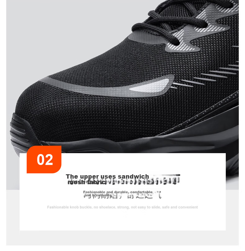 JUNBU Safety Shoes for Men, Summer Breathable Steel Toe Cap, Anti-Smashing, Puncture-Resistant, Soft Sole, Safety Work Site Shoes F118 Size 42 10