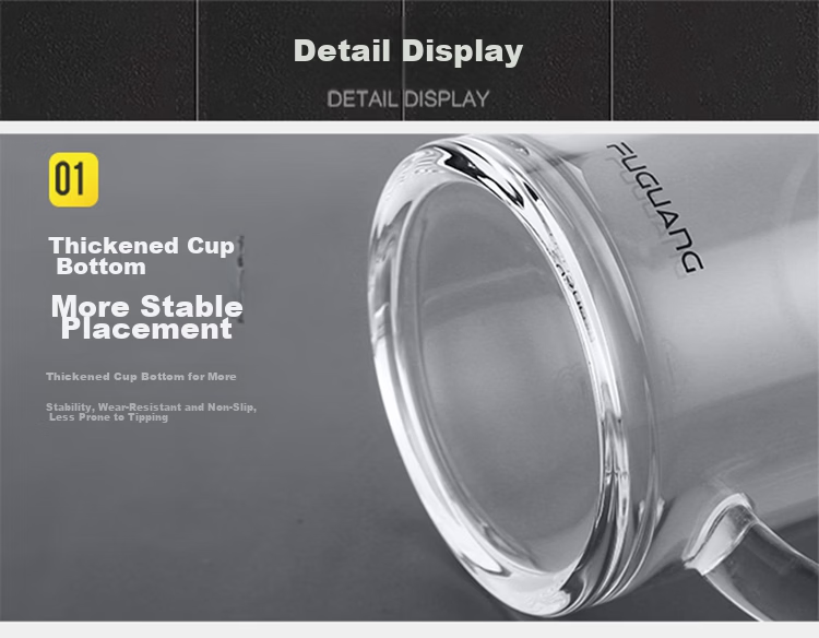 Fuguang Heat-Resistant Large Capacity Explosion-Proof Glass Flower Tea Cup with Handle for Men and Women, Coffee Office Water Mug 9