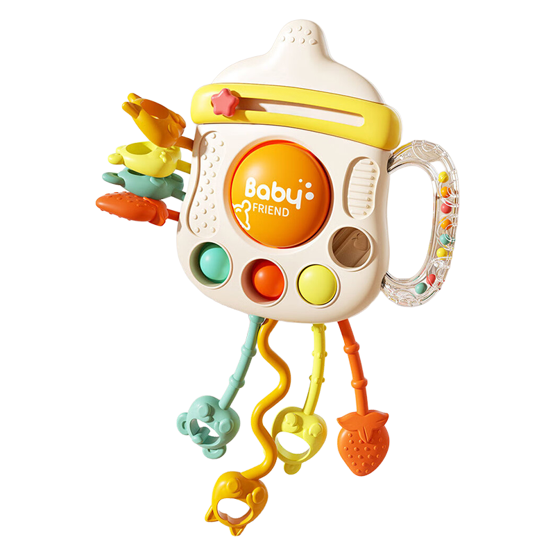 Guangduola Baby Toy Pull-and-Play 0-1 Year Old Teething Bottle Rattle Newborn Grasping Training Toy