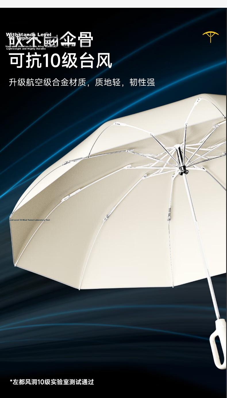 ZUODU Fully Automatic Umbrella, Three-Fold Large Size, Reinforced And Thickened, Durable Windproof Folding Umbrella, Dual-Use for Sunny And Rainy Days, Men's Reverse Black Umbrella 8