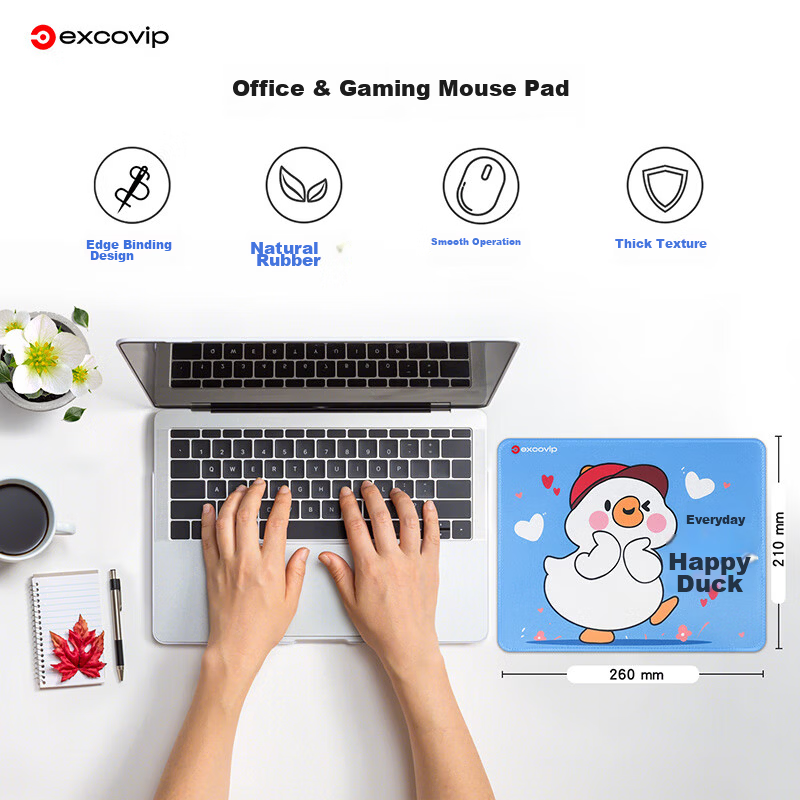 EXCO Blue Sea And Green Mountains Fine Anime Cute Mouse Pad Small Size with Lock Edge Desktop Computer Gaming Laptop Keyboard Medium Cartoon Office Girls Soft Portable 0437 4